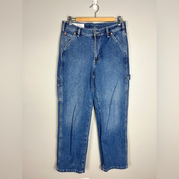 GAP 90s Carpenter Jeans Blue Sz 6/28 High Rise Utility Work Wear Casual CBK - Picture 2 of 5